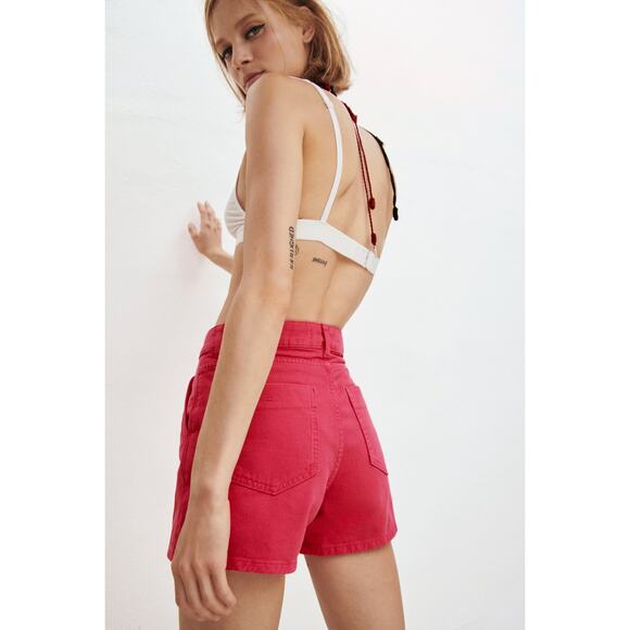 Zara Asymmetrical Button Front Denim Skort - Picture 9 of 16